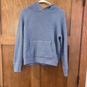 For The Republic Blue Waffle Knit Hoodie Sweater